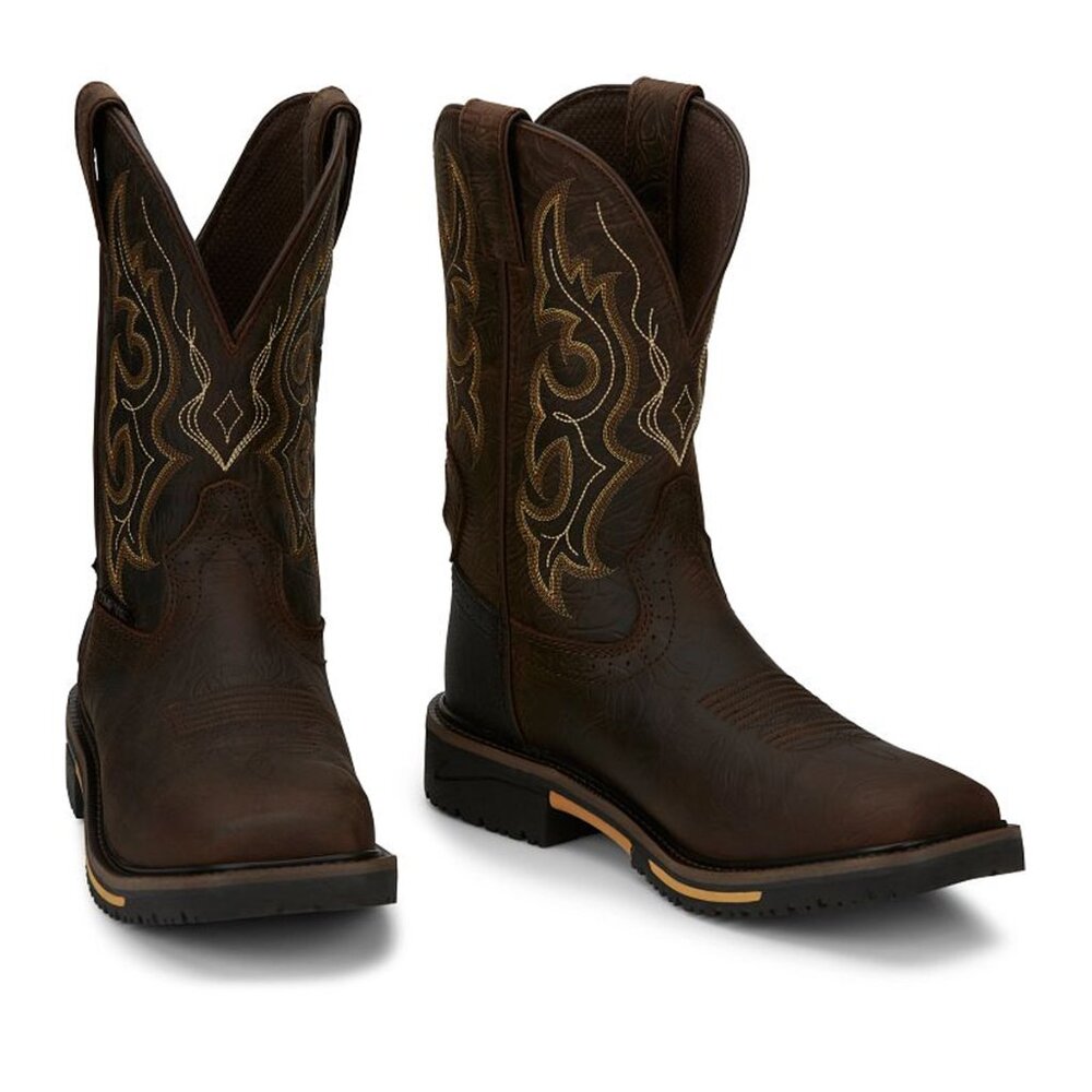 Justin Boots Men's Footwear Work Joist 11" waterproof comp toe Color Chocolate